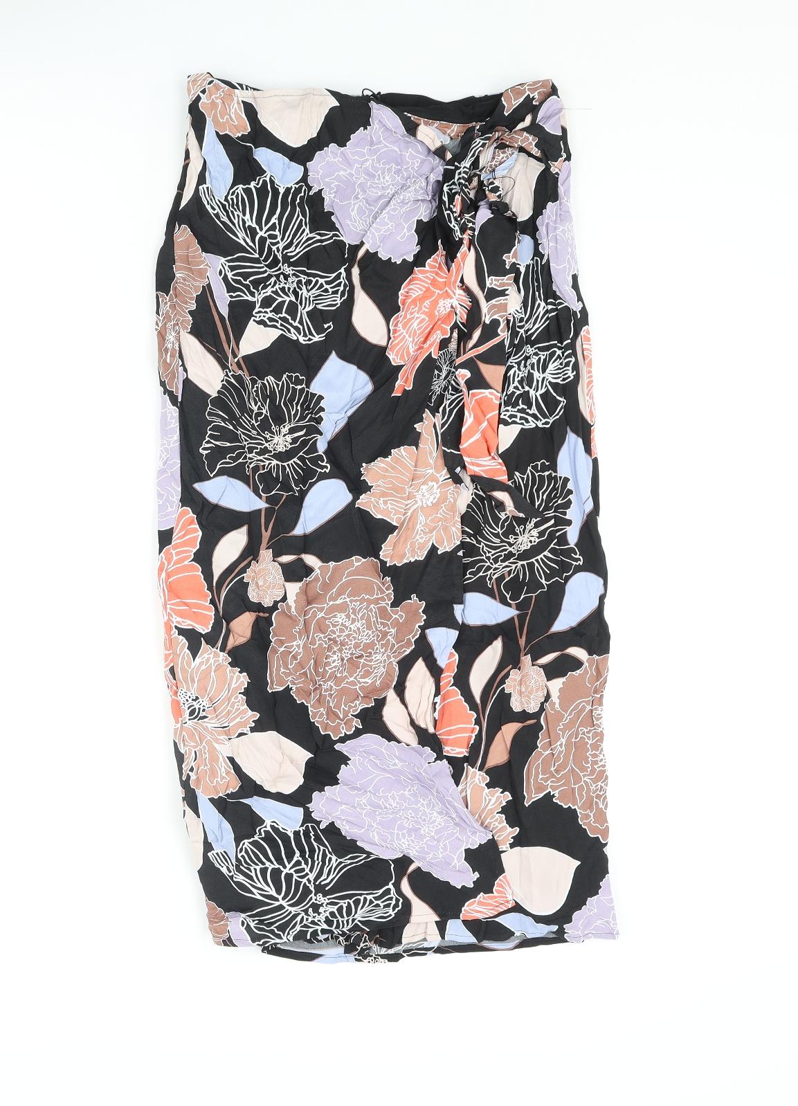 Autograph Womens Multicoloured Floral Viscose Wrap Skirt Size 8 Zip