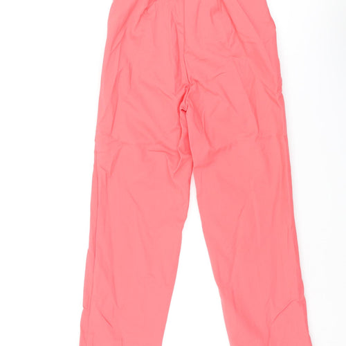 Marks and Spencer Womens Pink Cotton Cropped Trousers Size 6 L22 in Regular Zip - Elasticated Waist