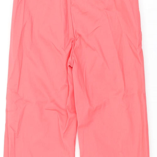 Marks and Spencer Womens Pink Cotton Cropped Trousers Size 6 L22 in Regular Zip - Elasticated Waist