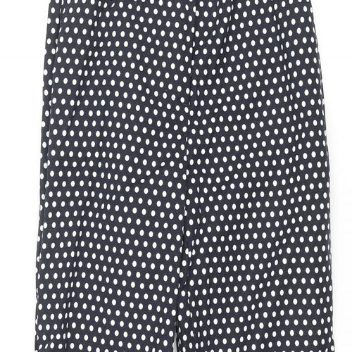 Marks and Spencer Womens Black Polka Dot Cotton Trousers Size 6 L28 in Regular Zip - Elasticated Waist