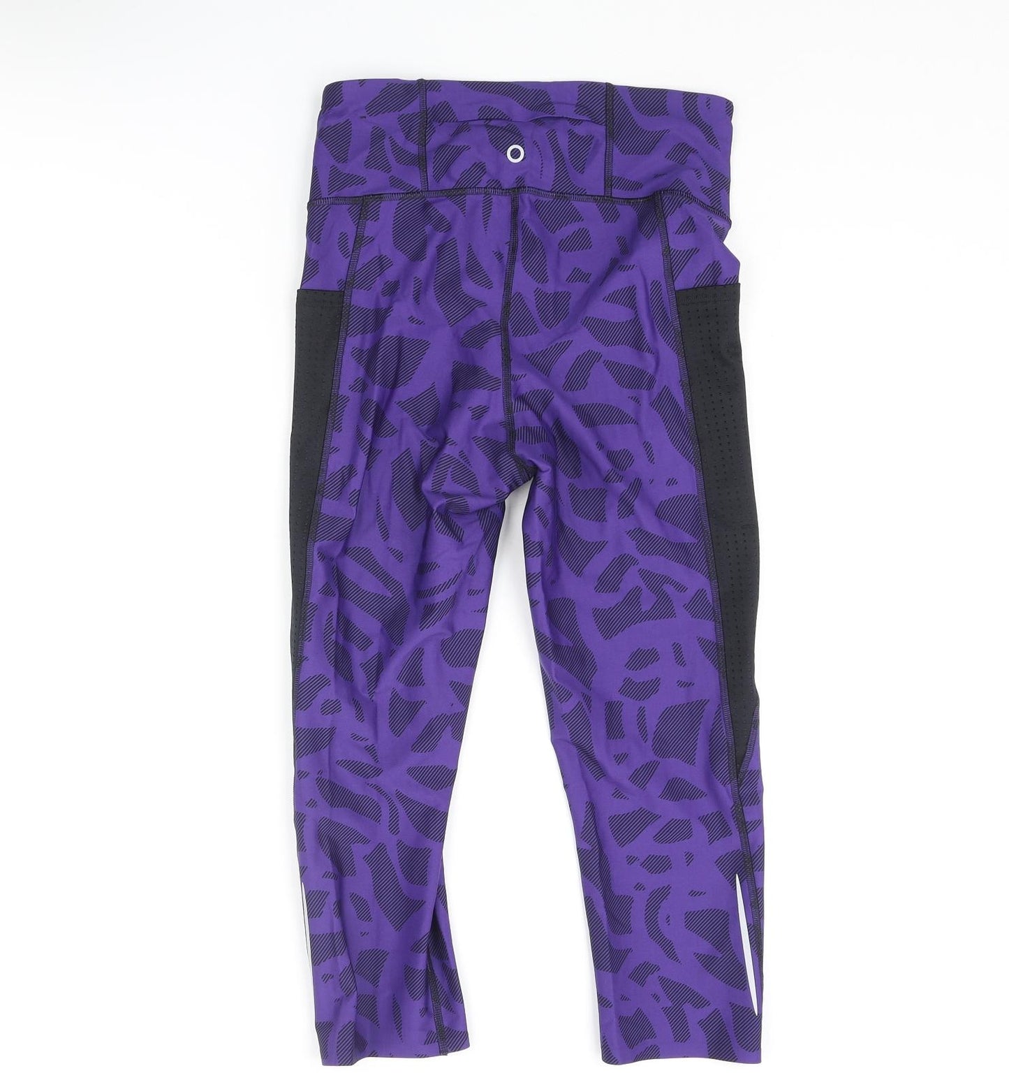 GOODMOVE Womens Purple Geometric Polyamide Cropped Leggings Size 10 L21 in Regular Pullover - Back Pocket