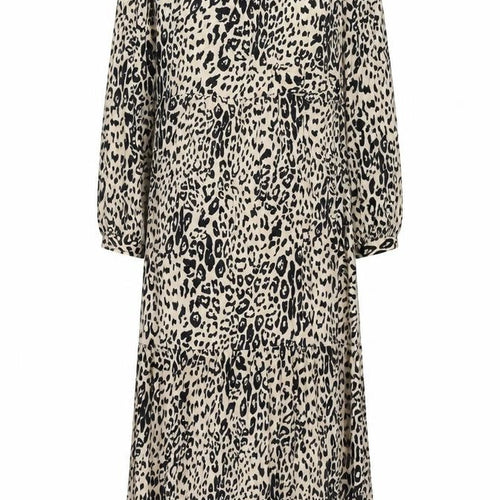Marks and Spencer Womens Beige Animal Print Viscose Shift Size 12 Round Neck Button - Leopard Print