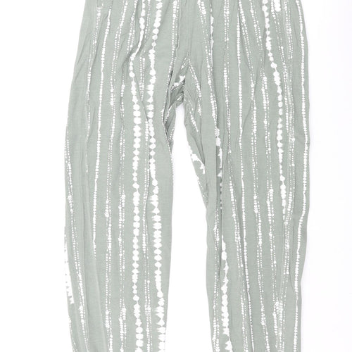 Marks and Womens Green Geometric Viscose Trousers Size 6 L26 in Regular