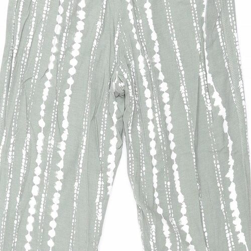 Marks and Womens Green Geometric Viscose Trousers Size 6 L26 in Regular