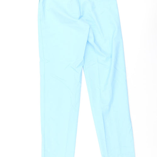 Marks and Spencer Womens Blue Cotton Trousers Size 6 L28 in Regular Zip - Elasticated Waist