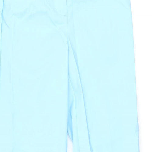 Marks and Spencer Womens Blue Cotton Trousers Size 6 L28 in Regular Zip - Elasticated Waist