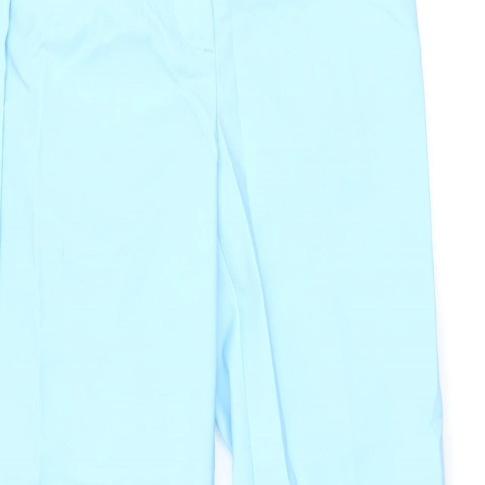 Marks and Spencer Womens Blue Cotton Trousers Size 6 L28 in Regular Zip - Elasticated Waist