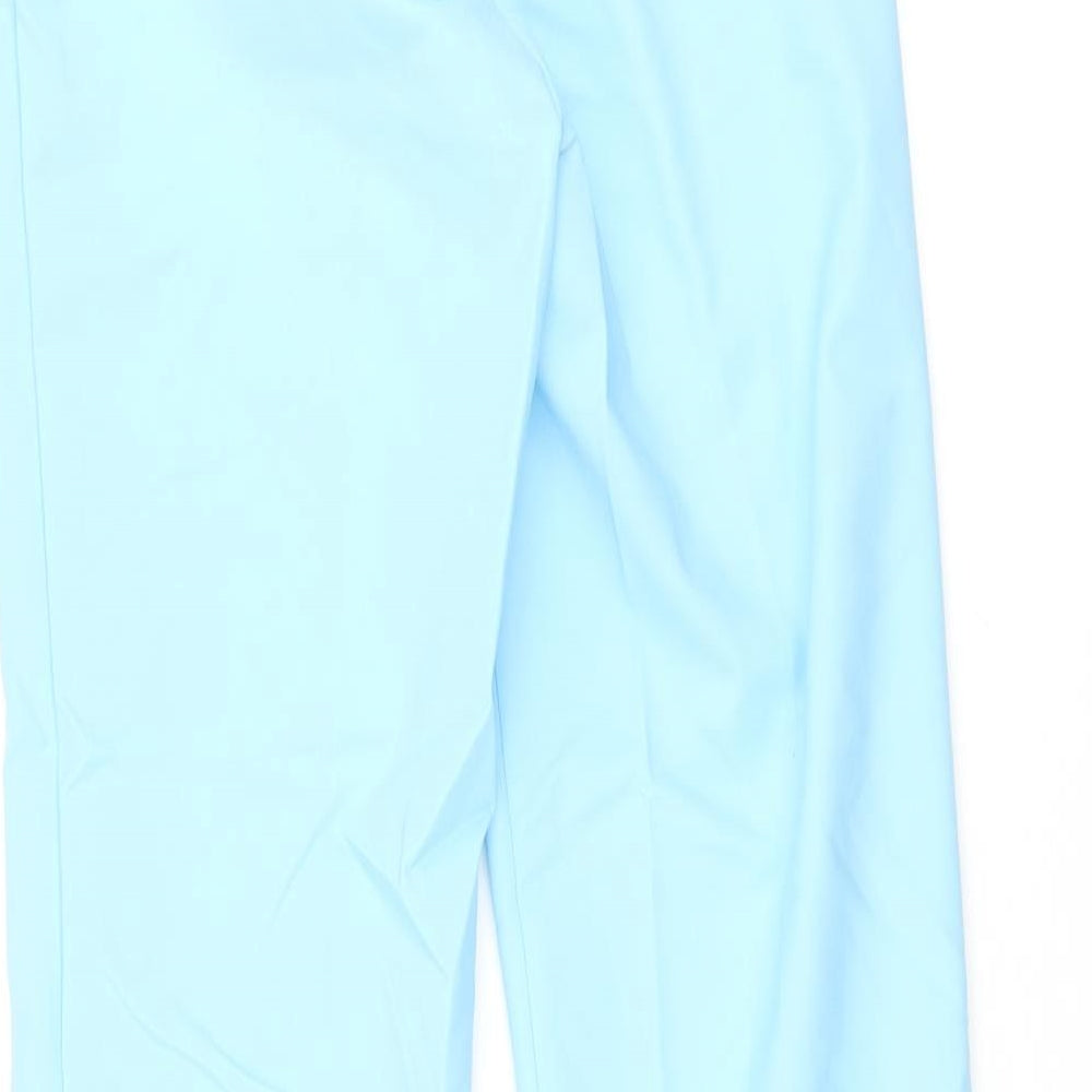 Marks and Spencer Womens Blue Cotton Trousers Size 6 L28 in Regular Zip - Elasticated Waist