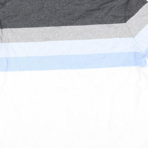 Marks and Spencer Mens White Colourblock Cotton Polo Size 2XL Collared Button