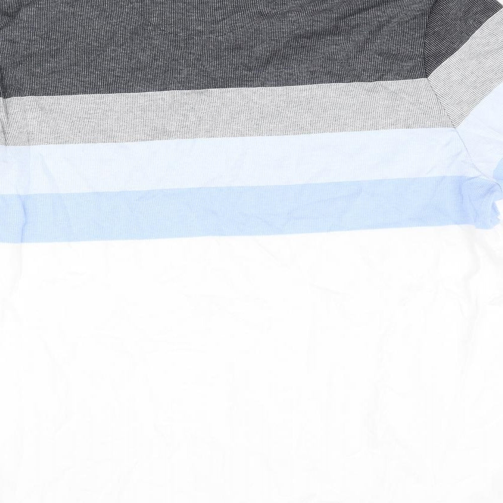 Marks and Spencer Mens White Colourblock Cotton Polo Size 2XL Collared Button