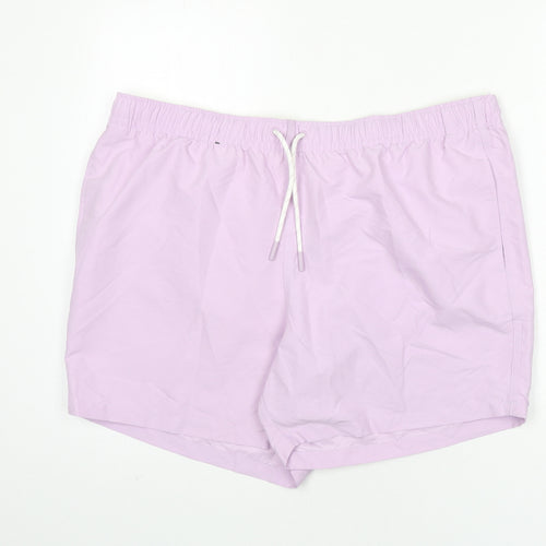 Marks and Spencer Mens Purple Polyester Bermuda Shorts Size 2XL L6 in Regular Drawstring - Swim Shorts