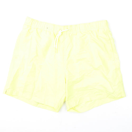 Marks and Spencer Mens Yellow Polyester Bermuda Shorts Size L L6 in Regular Drawstring - Swim Shorts