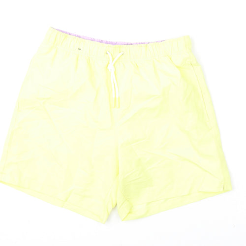 Marks and Spencer Mens Yellow Polyester Bermuda Shorts Size S L6 in Regular Drawstring - Swim Shorts
