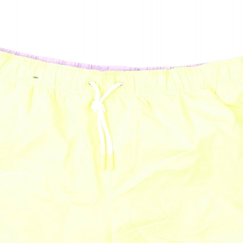 Marks and Spencer Mens Yellow Polyester Bermuda Shorts Size S L6 in Regular Drawstring - Swim Shorts