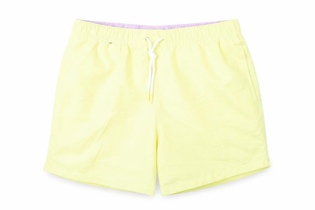 Marks and Spencer Mens Yellow Polyester Bermuda Shorts Size S L6 in Regular Drawstring - Swim Shorts