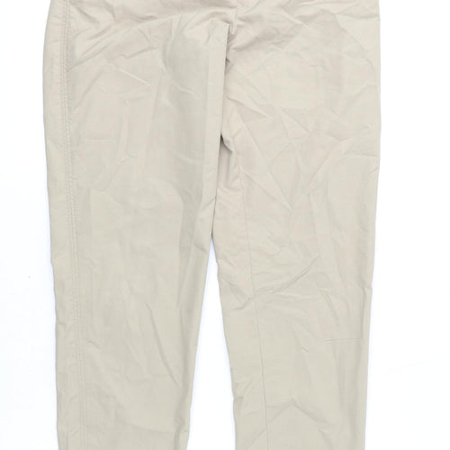 Marks and Spencer Womens Beige Cotton Trousers Size 8 L28 in Regular Zip