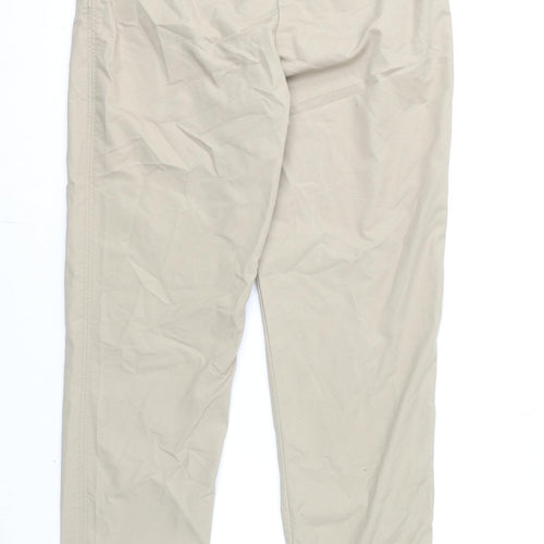 Marks and Spencer Womens Beige Cotton Trousers Size 8 L28 in Regular Zip