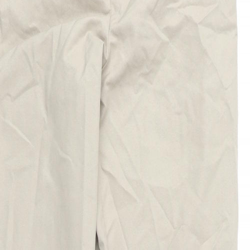 Marks and Spencer Womens Beige Cotton Trousers Size 8 L28 in Regular Zip