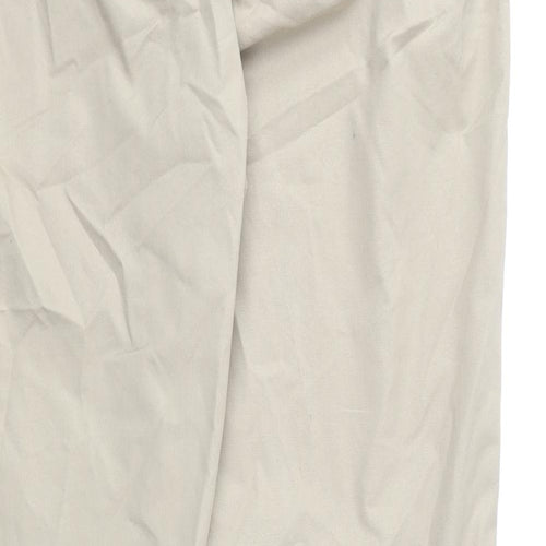 Marks and Spencer Womens Beige Cotton Trousers Size 8 L28 in Regular Zip