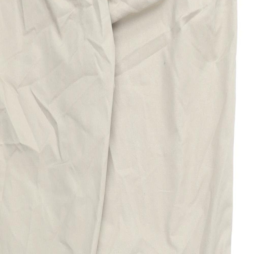 Marks and Spencer Womens Beige Cotton Trousers Size 8 L28 in Regular Zip