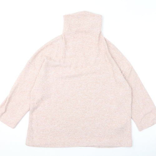 Stradivarius Womens Pink Mock Neck Viscose Pullover Jumper Size M