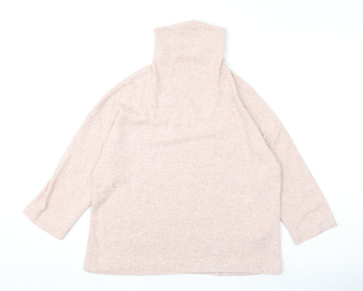 Stradivarius Womens Pink Mock Neck Viscose Pullover Jumper Size M