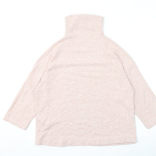 Stradivarius Womens Pink Mock Neck Viscose Pullover Jumper Size M