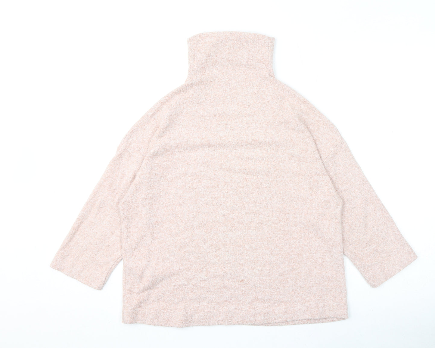 Stradivarius Womens Pink Mock Neck Viscose Pullover Jumper Size M