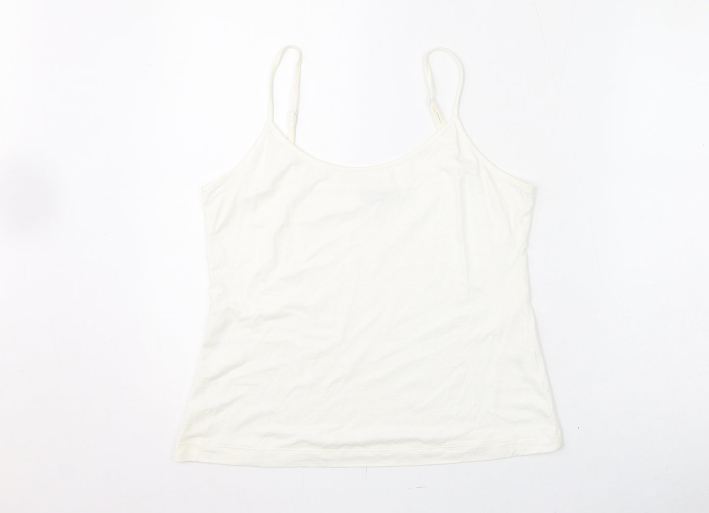 Per Una Womens White Viscose Camisole Tank Size 14 Scoop Neck