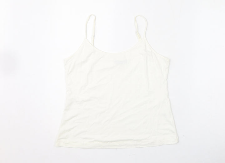 Per Una Womens White Viscose Camisole Tank Size 14 Scoop Neck