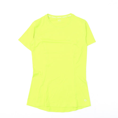 GOODMOVE Womens Green Polyester Basic T-Shirt Size 6 Round Neck Pullover