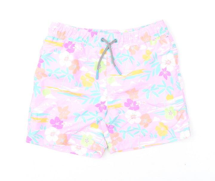 Marks and Spencer Boys Multicoloured Geometric Polyester Bermuda Shorts Size 6-7 Years Regular Drawstring - Swim Shorts, Palm Trees, Flowers