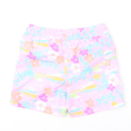 Marks and Spencer Boys Multicoloured Geometric Polyester Bermuda Shorts Size 6-7 Years Regular Drawstring - Swim Shorts, Palm Trees, Flowers