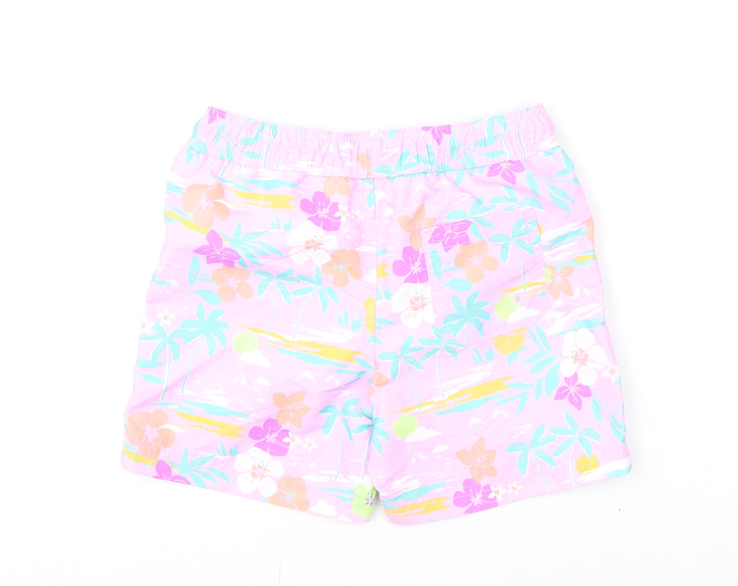 Marks and Spencer Boys Multicoloured Geometric Polyester Bermuda Shorts Size 6-7 Years Regular Drawstring - Swim Shorts, Palm Trees, Flowers
