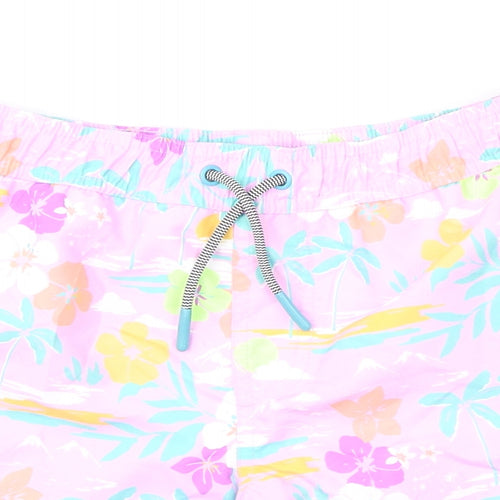Marks and Spencer Boys Multicoloured Geometric Polyester Bermuda Shorts Size 6-7 Years Regular Drawstring - Swim Shorts, Palm Trees, Flowers