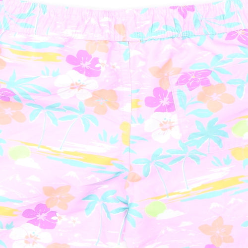 Marks and Spencer Boys Multicoloured Geometric Polyester Bermuda Shorts Size 6-7 Years Regular Drawstring - Swim Shorts, Palm Trees, Flowers