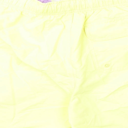 Marks and Spencer Mens Yellow Polyester Bermuda Shorts Size S L6 in Regular Drawstring - Swim Shorts