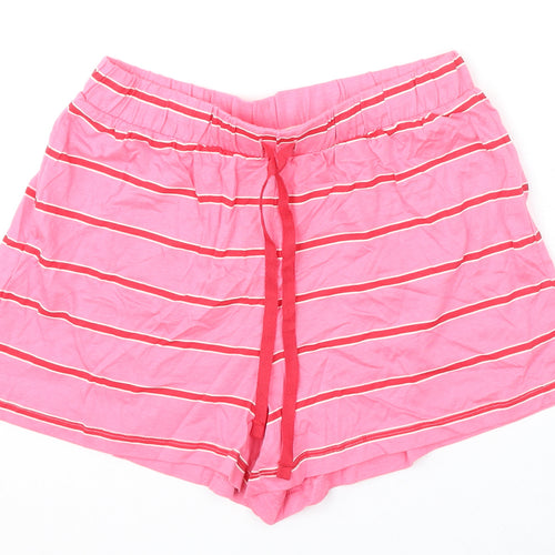 Marks and Spencer Womens Pink Striped Cotton Capri Sleep Shorts Size S