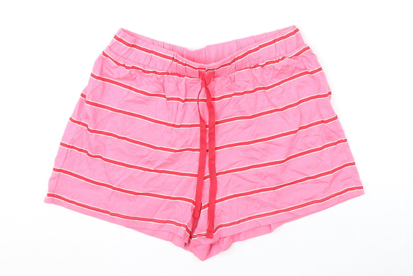 Marks and Spencer Womens Pink Striped Cotton Capri Sleep Shorts Size S