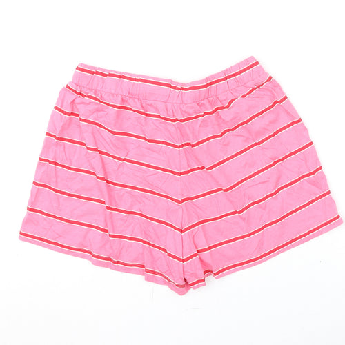 Marks and Spencer Womens Pink Striped Cotton Capri Sleep Shorts Size S