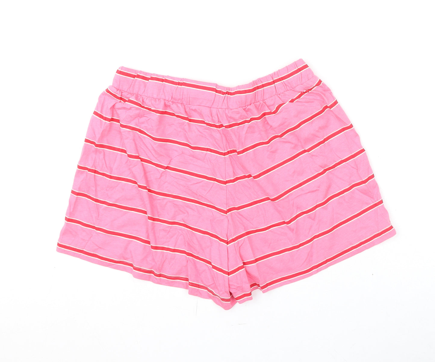 Marks and Spencer Womens Pink Striped Cotton Capri Sleep Shorts Size S