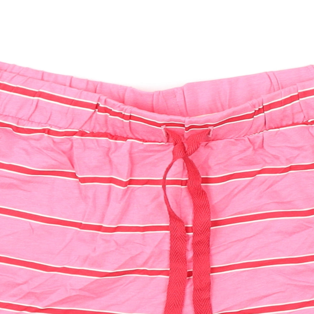 Marks and Spencer Womens Pink Striped Cotton Capri Sleep Shorts Size S