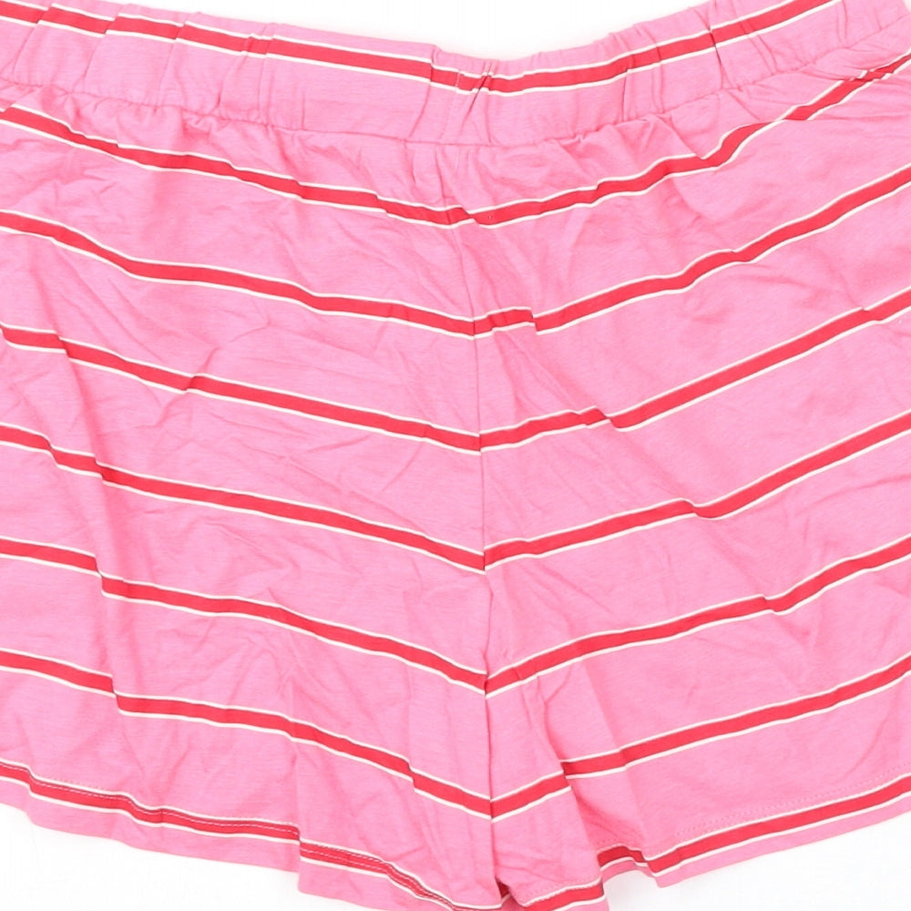 Marks and Spencer Womens Pink Striped Cotton Capri Sleep Shorts Size S