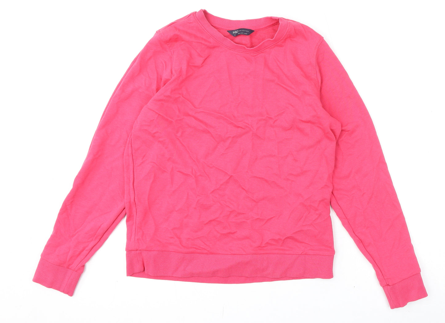 Marks and Spencer Womens Pink Cotton Pullover Sweatshirt Size 12 Pullover