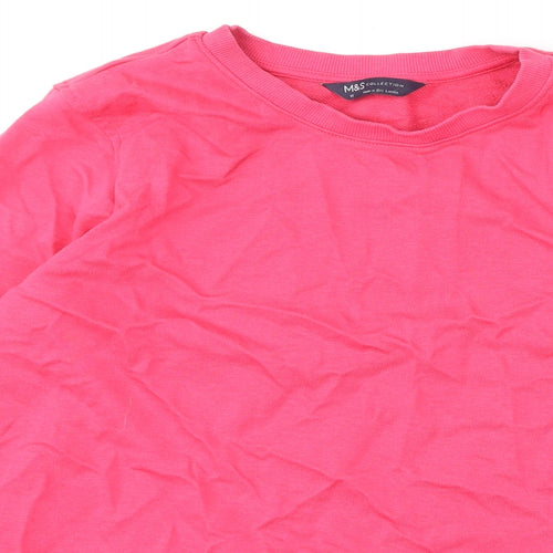 Marks and Spencer Womens Pink Cotton Pullover Sweatshirt Size 12 Pullover