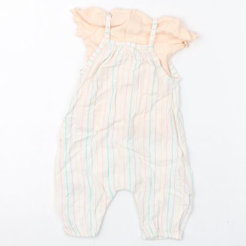 Marks and Spencer Girls Multicoloured Striped Viscose Romper Outfit/Set Size 0-3 Months Snap