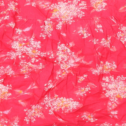 Per Una Womens Pink Floral Polyester Basic Blouse Size S V-Neck