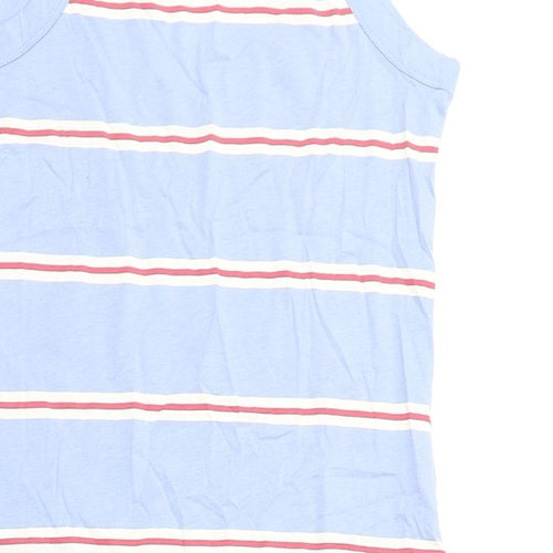 Marks and Spencer Womens Blue Striped Cotton Tank Dress Size S Round Neck Pullover