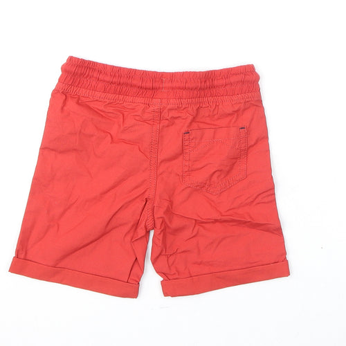 Marks and Spencer Boys Red Cotton Bermuda Shorts Size 3-4 Years Regular Drawstring