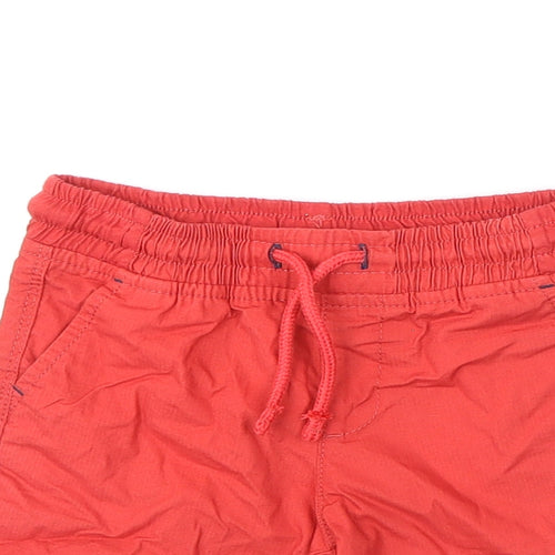 Marks and Spencer Boys Red Cotton Bermuda Shorts Size 3-4 Years Regular Drawstring